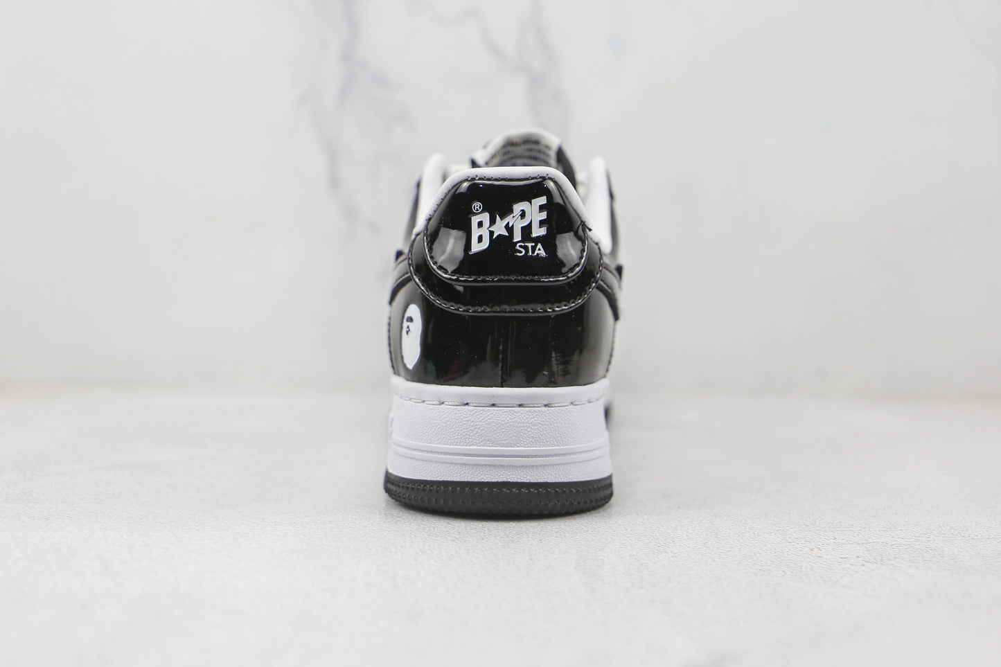 Bape Sta Patent Schwarz Weiß