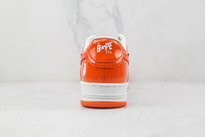 Bape Sta Lackleder Orange Weiß