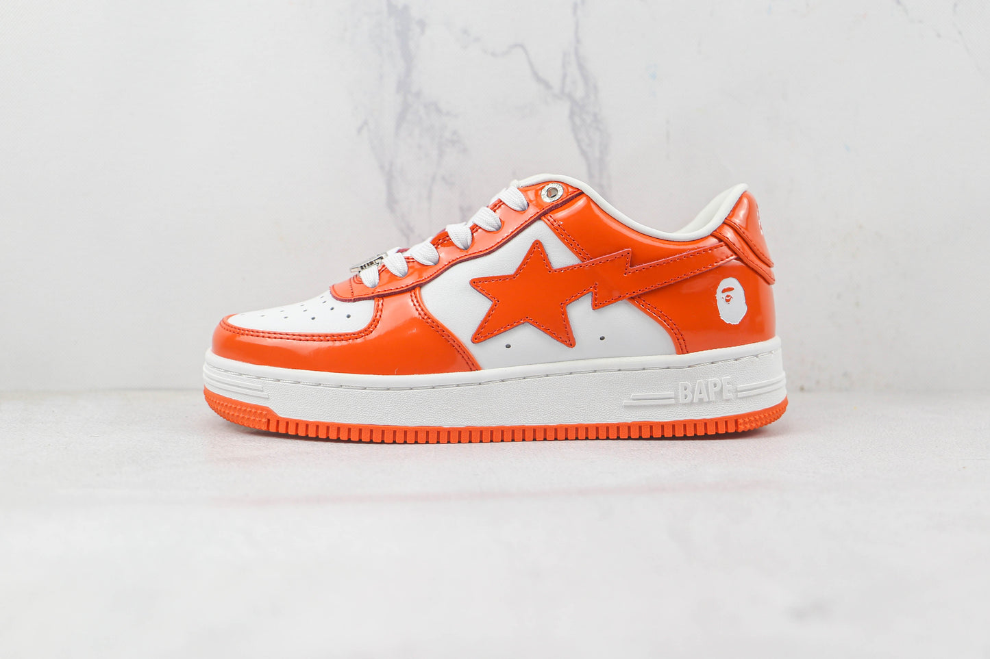 Bape Sta Lackleder Orange Weiß