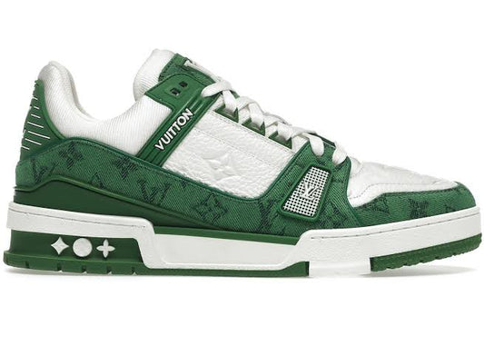 Louis Vuitton Trainer Verde Monogram Denim Bianco 