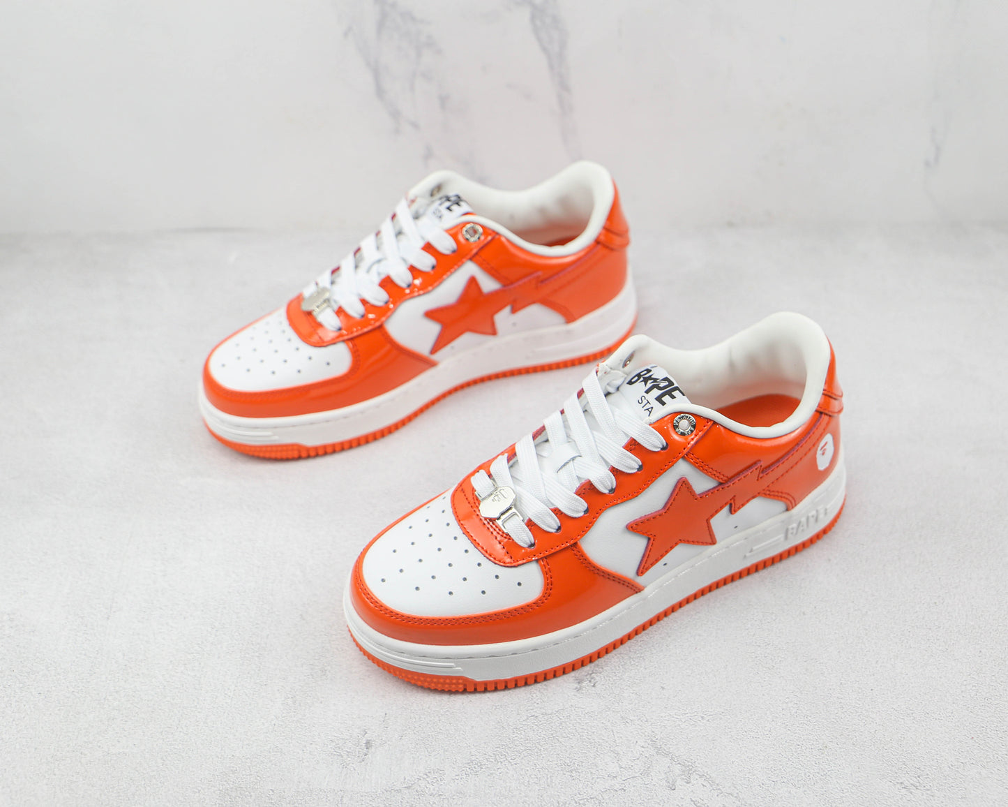 Bape Sta Lackleder Orange Weiß