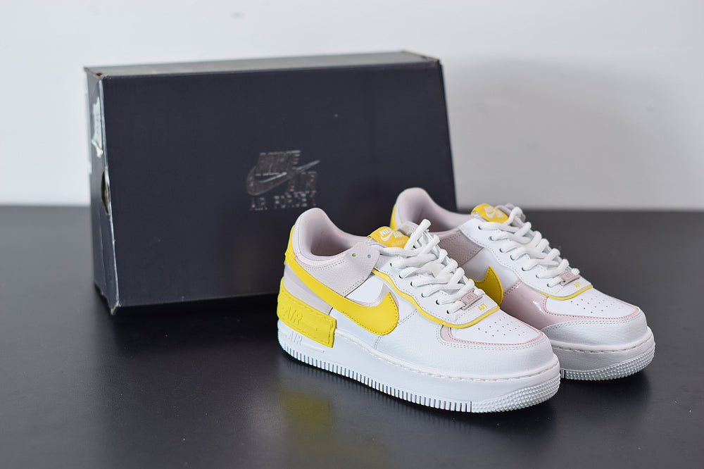 Nike Air Force 1 Shadow Weiß Barely Rose Speed ​​Gelb