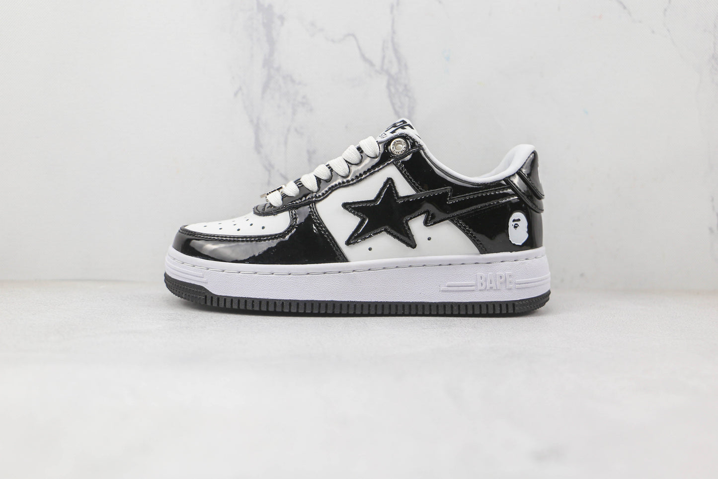 Bape Sta Patent Black White