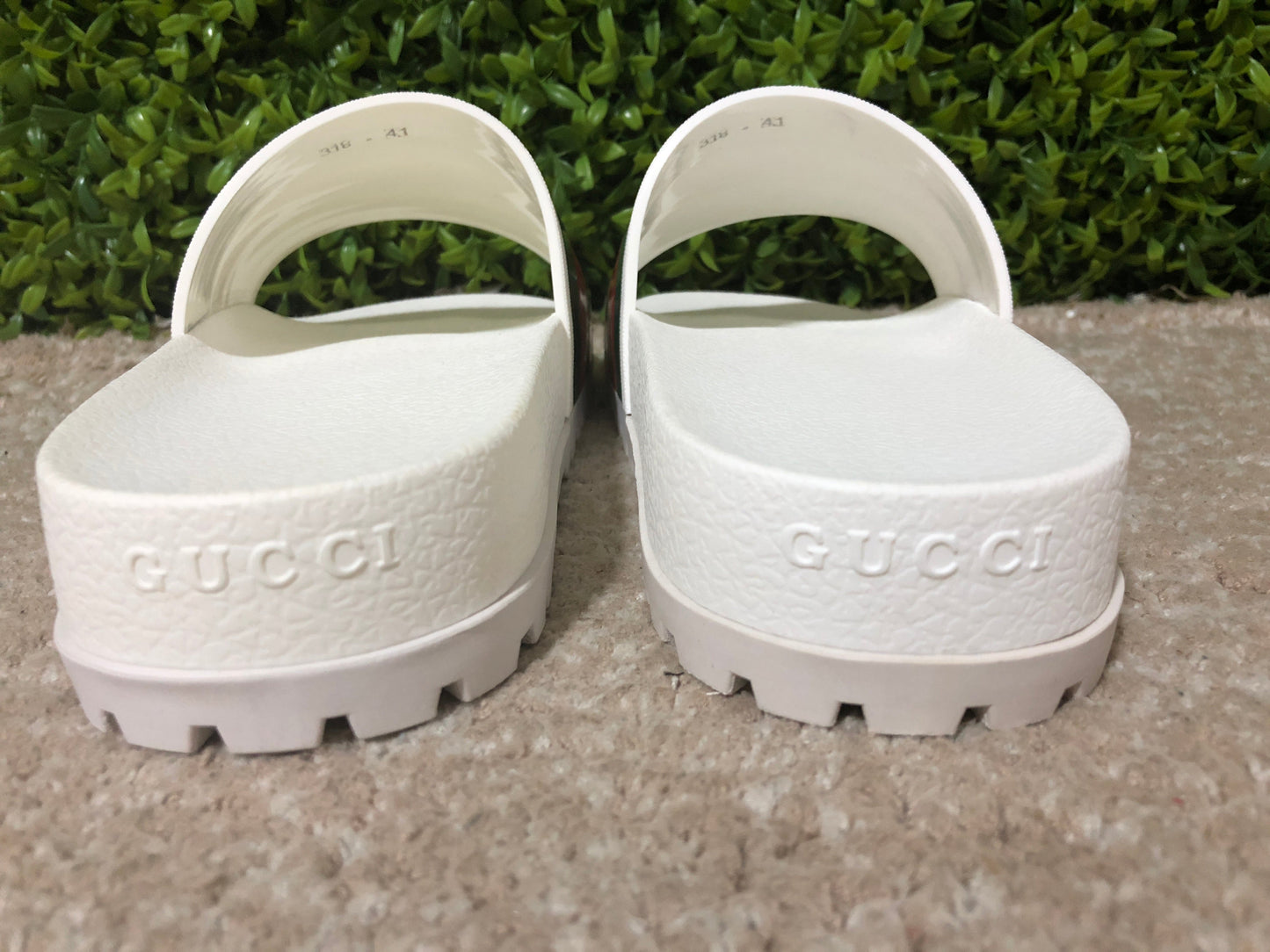 Gucci Web Slide Sandale Weiß 