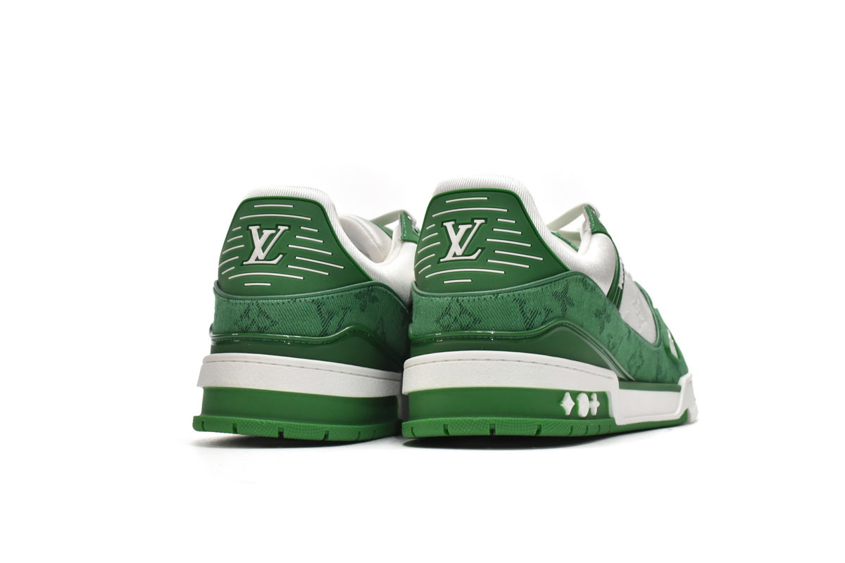 Louis Vuitton Trainer Green Monogram Denim White