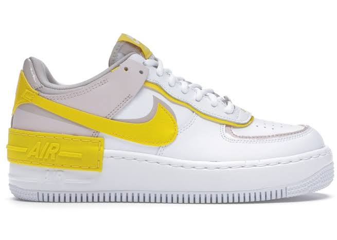 Nike Air Force 1 Shadow Weiß Barely Rose Speed ​​Gelb