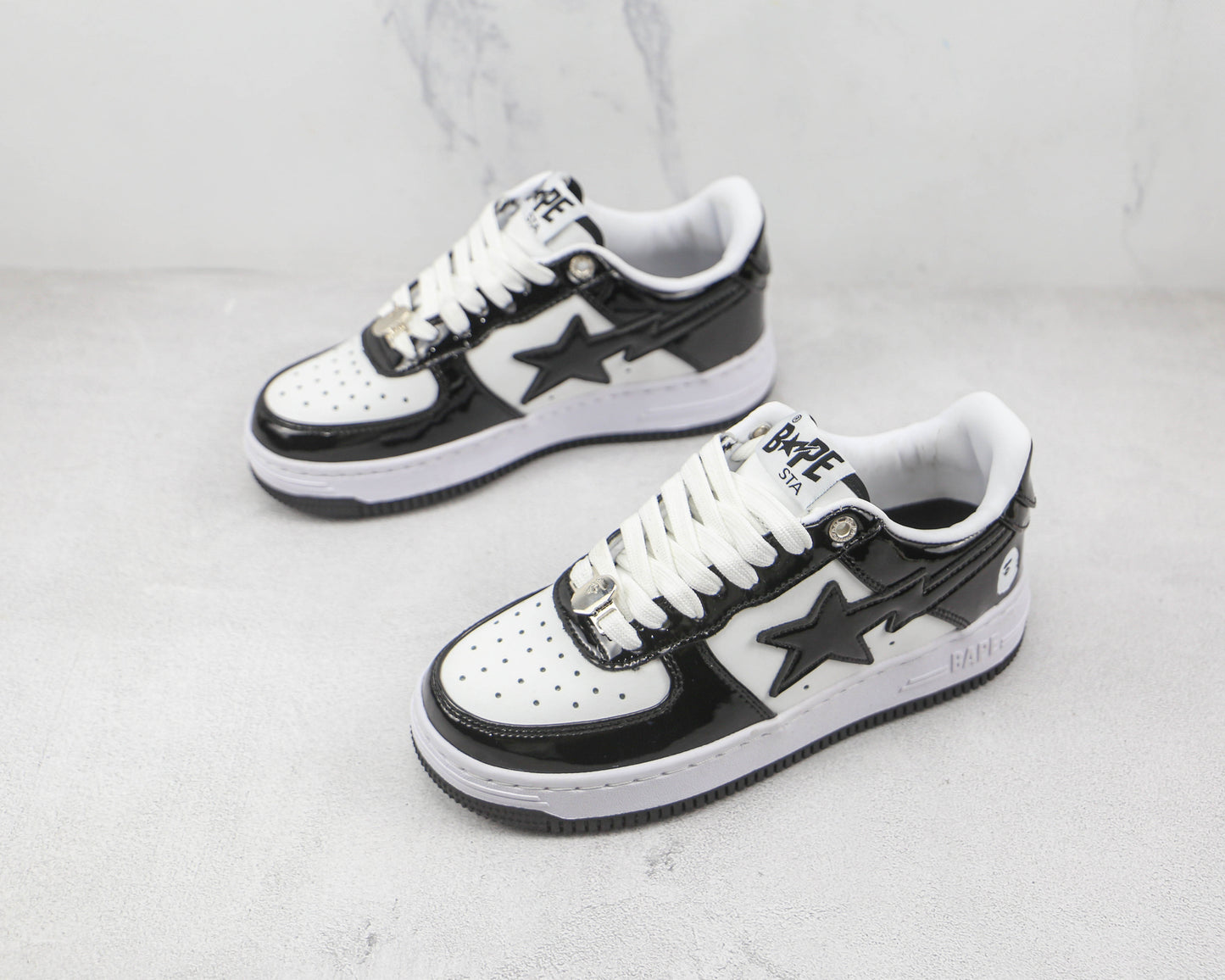 Bape Sta Patent Black White