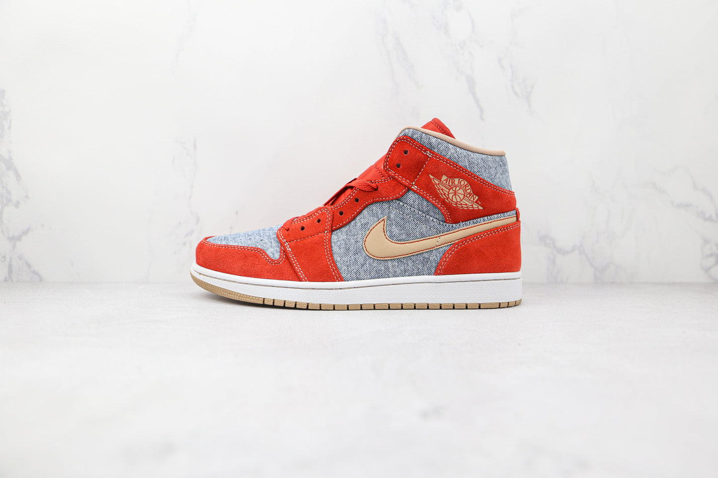 Jordan 1 Mid Denim Rosso