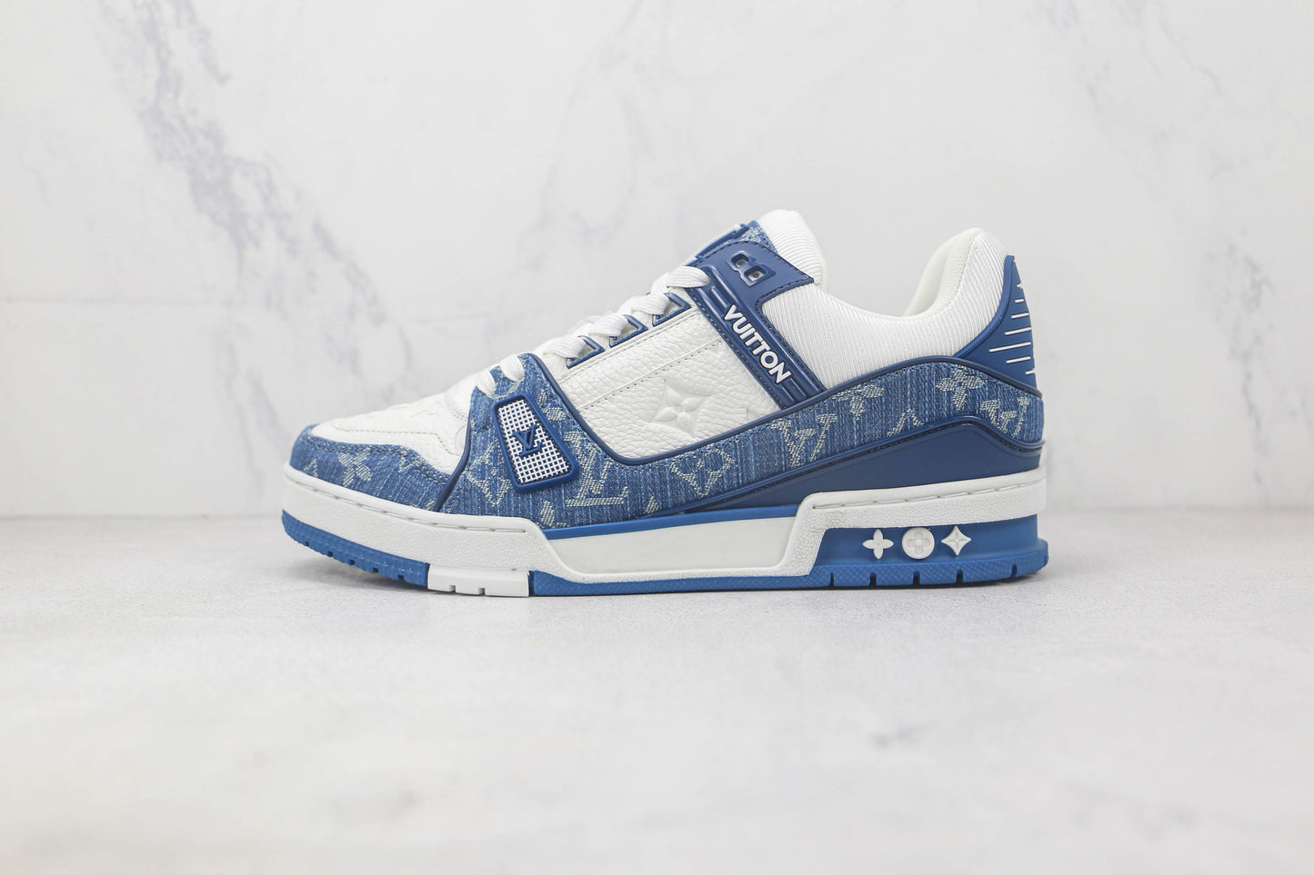 Louis Vuitton LV Trainer Monogramm Denim Weiß Blau 